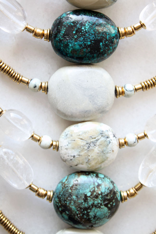 Turquoise and marble necklace details